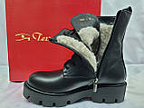 Комфортні зимові чорні черевики шкіряні з блискавкою Terra Grande, фото 5