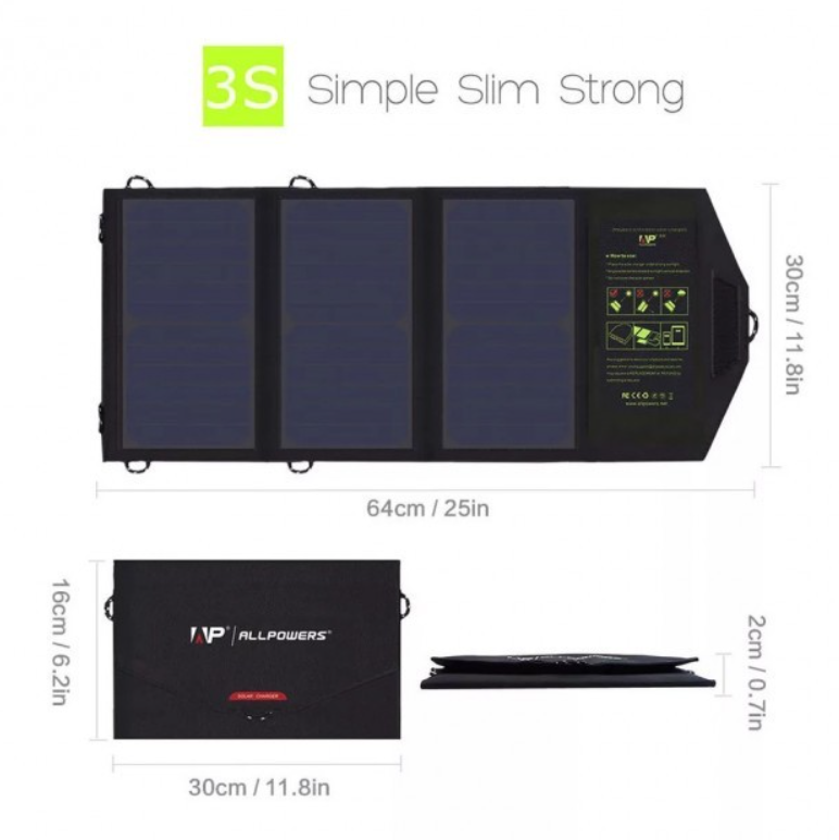 Зарядний пристрій на сонячних панелях ALLPOWERS AP-SP 5V21W для телефону 2 USB порту