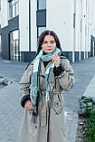 Жіночий палантин кашеміровий на плечі шаль стильний красивий теплий в клітку в зелених відтінках, фото 3