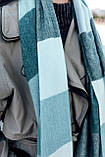 Жіночий палантин кашеміровий на плечі шаль стильний красивий теплий в клітку в зелених відтінках, фото 9