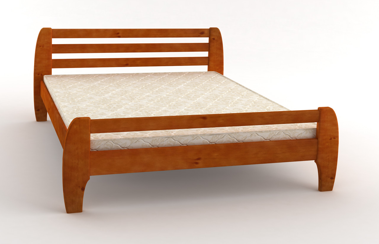 Стильне ліжко з дерева БОКА, масив сосни, горіх світлий, 140х190