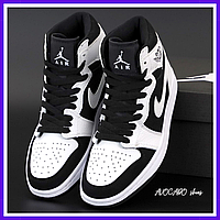 Кроссовки мужские и женские Nike air Jordan Retro 1 black white / Найк аир Джордан Ретро 1 черные белые