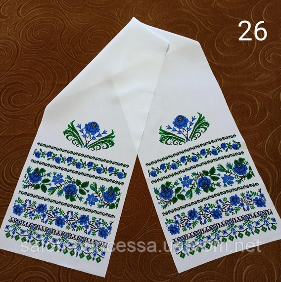 Весільний рушник для ікони "Сині троянди"