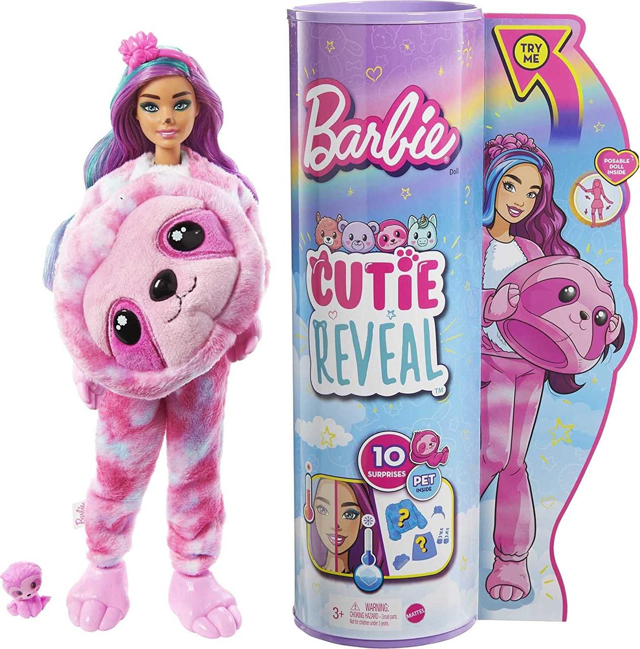 Лялька Барбі Сюрприз у костюмі Лінивця Barbie Cutie Reveal Doll with Sloth Plush Costume