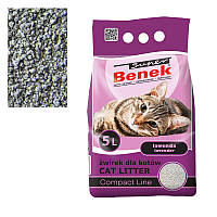 Бентонитовый компактный наполнитель для кошачьего туалета Super Benek Compact Line лаванда 5л (4.2кг)