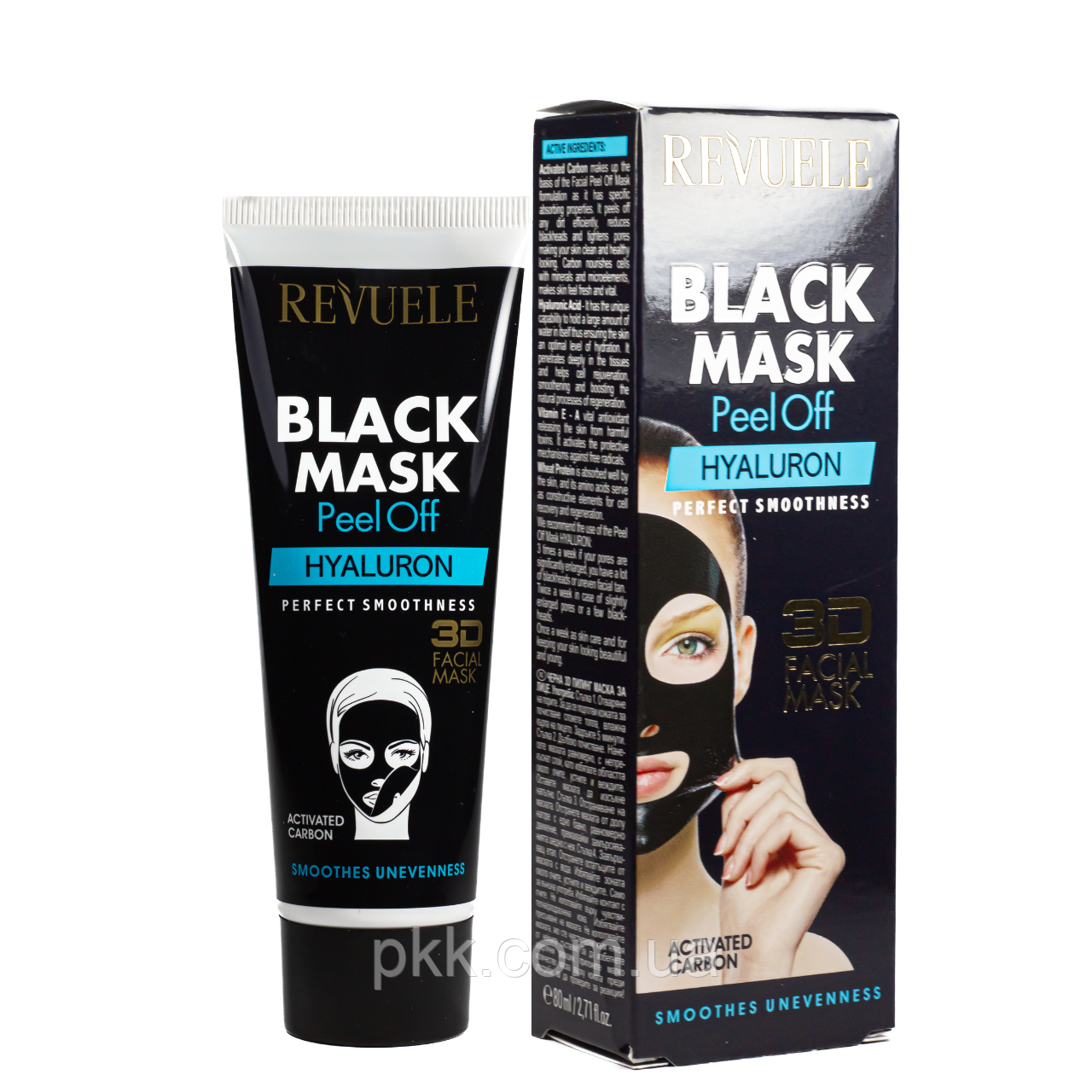 Чорна маска для обличчя Revuele 3D Facial Peel Off Hyaluron Black Mask з гіалуроном 80 мл