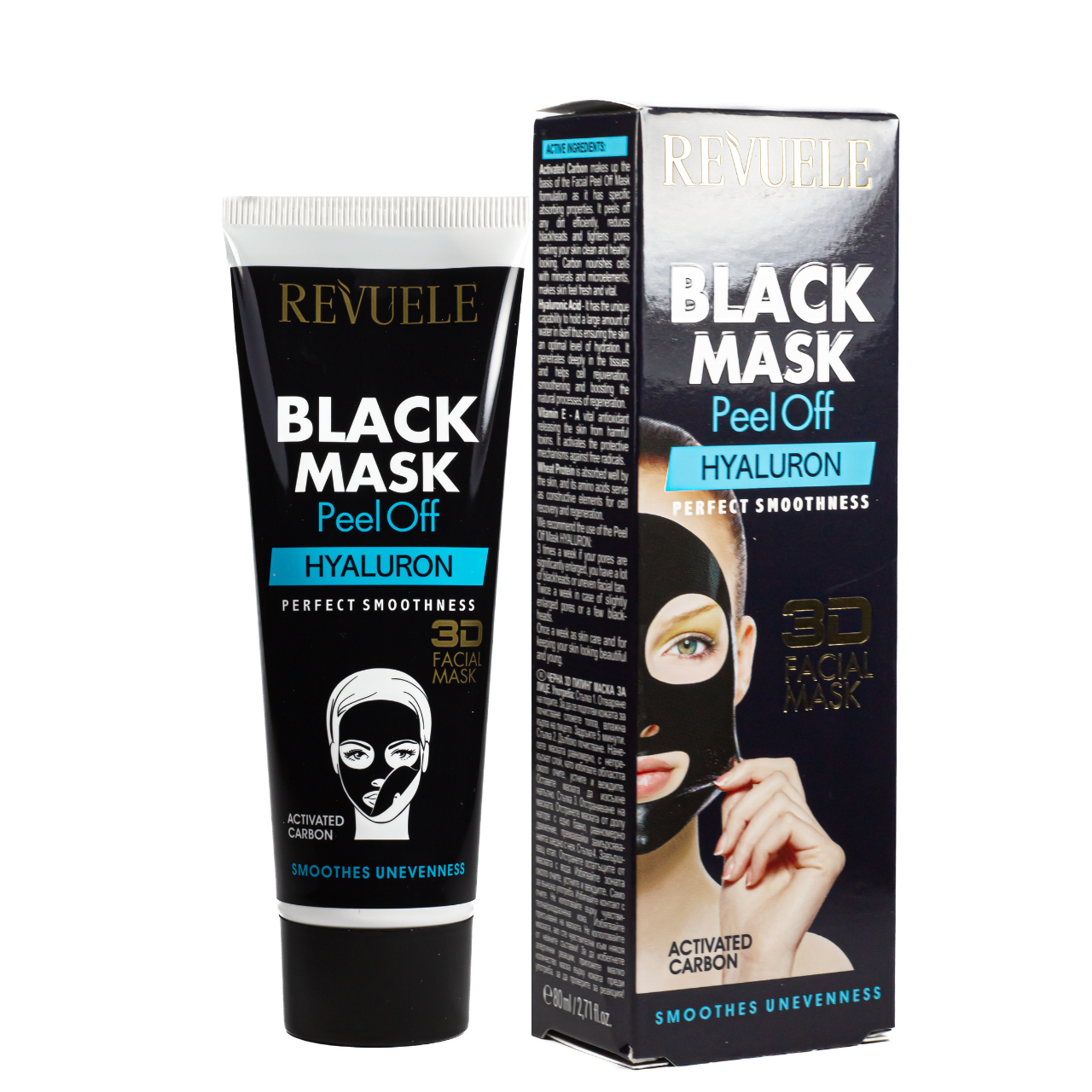 Маска для обличчя відлущувальна Revuele 3D Facial Peel Off Hyaluron Black Mask 80 мл