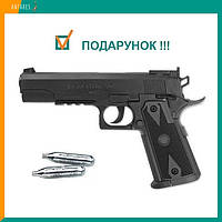 Пневматичний пістолет WinGun 304 Colt 1911 пластик газобалонний CO2 120 м/с Вінган Кольт