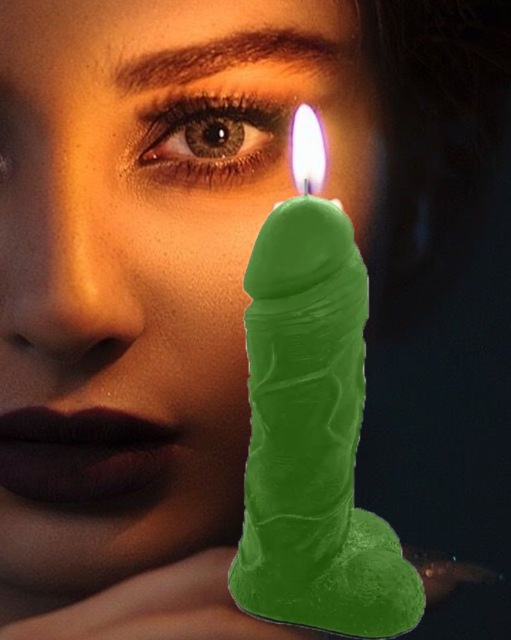 Свічка у вигляді члена Чистий Кайф Green size L для збуджуючої атмосфери Feromon