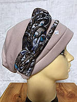 Женская шапка-тюрбан чалма демисезонная светлая карамель