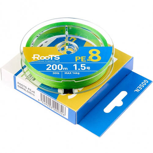 Купить Шнур Gosen Roots X8 200m-PE1.5 30lb light green NEW, цена 1048 ...