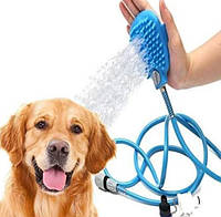 Перчатка-щетка для мойки животных Pet washer Голубая