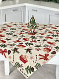 Новорічна скатертина Новорічна  97х100 см. гобеленова, золотий люрекс, фото 2