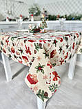 Скатертина на Новорічний стіл  137х137 см. гобеленова з золотим люрексом, фото 2