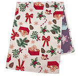 Новорічний ранер на стіл, 45x140 см., гобелен з золотим люрексом, фото 7