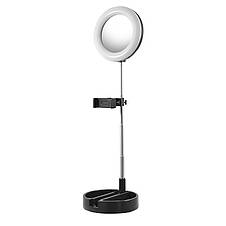Кільцева лампа Seleven G3 Black складана з тримачем для телефона та дзеркалом б'юті блогерам, фото 2