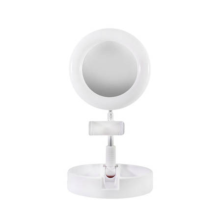 Кільцева лампа Seleven G3 White складана з тримачем для телефона та дзеркалом б'юті блогерам, фото 2