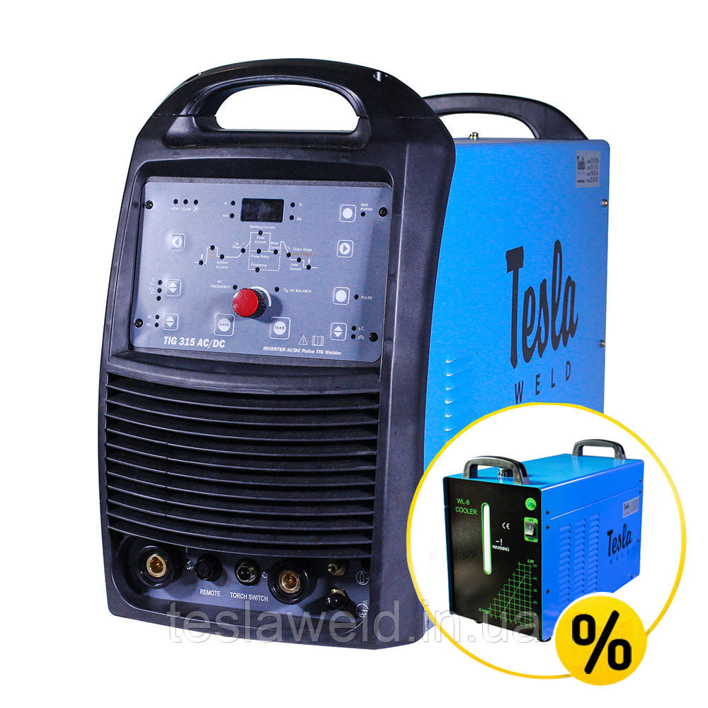 Апарат аргонодугового зварювання Tesla Weld TIG/MMA 315 WCE + Блок рідинного охолодження Tesla Weld WC 8