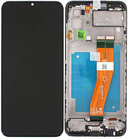 Дисплей Samsung A035G Galaxy A03 тачскрин модуль чорний 163 x 72 mm оригінал у рамці