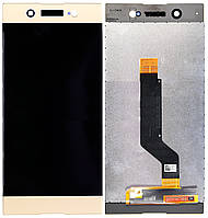 Дисплей модуль тачскрин Sony G3212 Xperia XA1 Ultra Dual/G3221/G3223/G3226 золотистый оригинал переклеенное