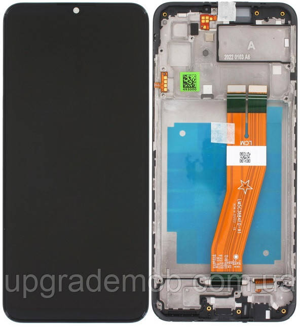 Дисплей модуль тачскрин Samsung A035G Galaxy A03 чорний 163 x 72 mm оригінал з рамкою