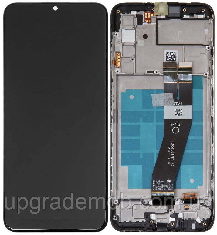 Дисплей модуль тачскрин Samsung A037G Galaxy A03s чорний 163 x 72 mm з чорним шлейфом оригінал з рамкою