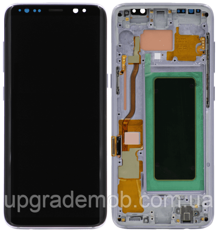 Дисплей модуль тачскрин Samsung G950 Galaxy S8 чорний OLED (Small LCD) з рамкою сірого кольору Orchid Gray, фото 1