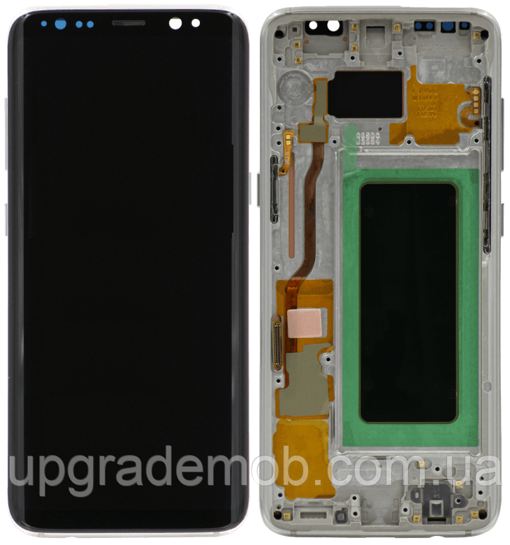Дисплей модуль тачскрин Samsung G950 Galaxy S8 чорний OLED з рамкою сріблястого кольору Arctic Silver