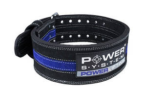 Пояс для пауерліфтингу Power System PS-3800  PowerLifting шкіряний Black/Blue Line L