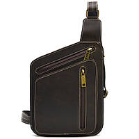 Кожаный рюкзак слинг нагрудная сумка TARWA RC-0096-3md