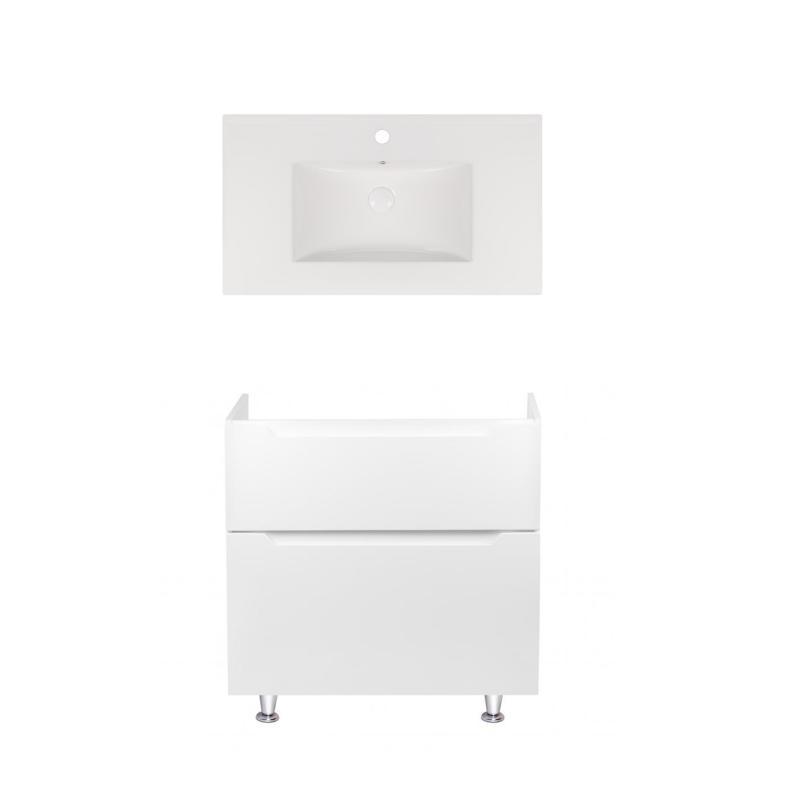 Комплект Qtap тумба підлогова Scorpio 800х825х460 мм White + раковина урізна Albatross New QT71SC43963, фото 1