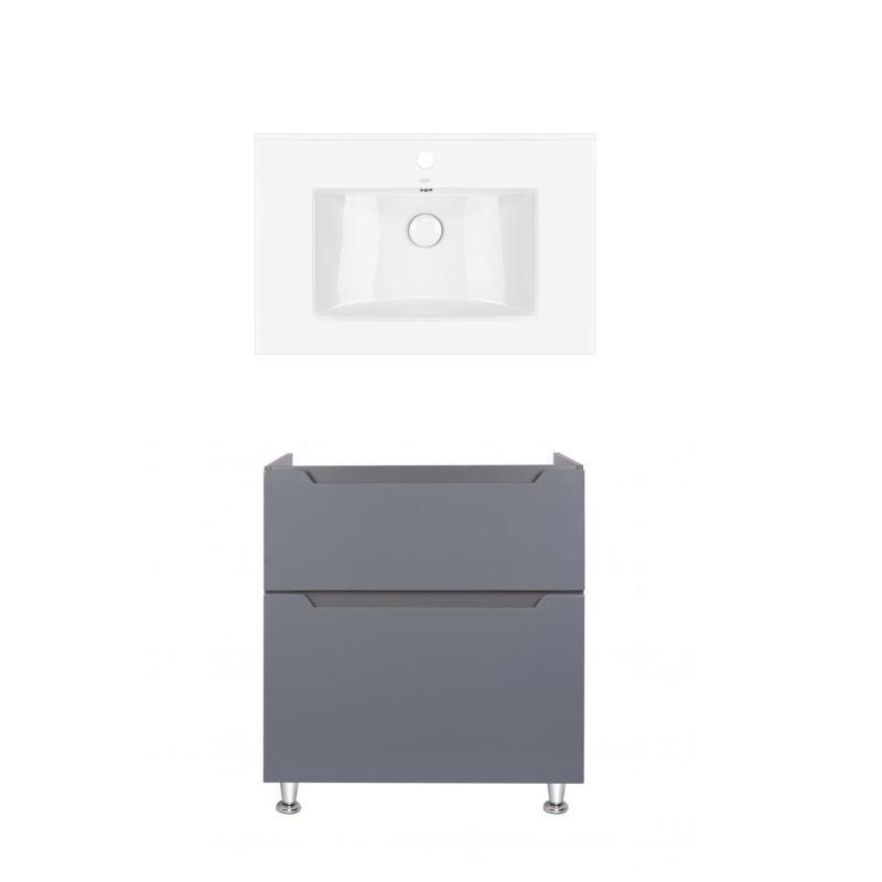Комплект Qtap тумба підлогова Scorpio 700х825х460 мм Graphite + раковина урізна Albatross QT71SC44003, фото 1
