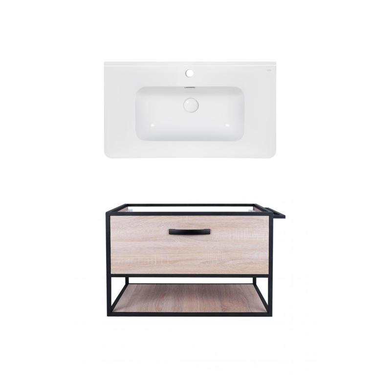 Комплект Qtap тумба підвісна Taurus 800х580х437 мм Whitish oak + раковина врезная Albatross 9H QT71TA44028