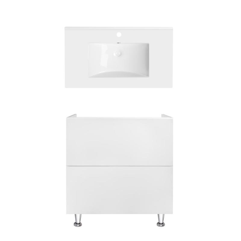 Комплект Qtap тумба підлогова Tern 800х725х437 мм White + раковина урізна Albatross QT71TE44092, фото 1