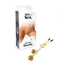 Затискач для клітора з бубонцями Art of Sex — Beverly clit clamp, Золото, фото 5