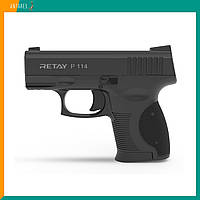 Пістолет стартовий Retay P114 сигнально-шумовий пугач під холостий патрон чорний Ретай (T210333B)