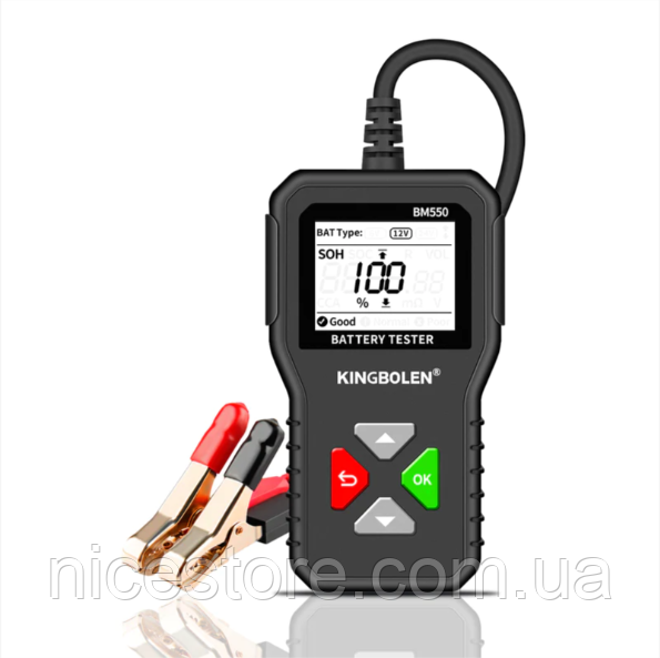 Автомобільний тестер акумуляторів KINGBOLEN OBDMonster BM550 6/12/24 вольт для машини, вантажівки, мотоцикла, фото 1