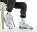 Кросівки чоловічі/жіночі зимові з хутром N*ke Air Jordan білі із сірим р36, фото 2