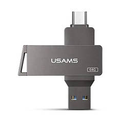 Флешка 64GB USAMS US-ZB200 Type-C OTG USB3.0 сіра