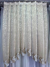 Готова фіранка, арка жакард Мрамур золото (1,55) на (1,25)