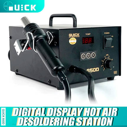 Термоповітряна паяльна станція QUICK 850D 320 Вт / 100 °C-480 °C / 24 л/хв, фото 1