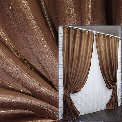 Атласні штори (2шт. 1,5х2,7м.) Монорей, колір коричневий. Код 1045ш 30-847