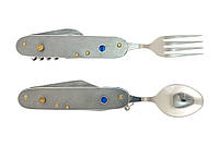 Мультитул MASTERTOOL "Турист" 7в1 ніж/вилка/штопор/відкривача/дирокол алюмінієва ручка чохол 79-0426, фото 4