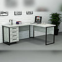 Офисный стол Лофт Сула-2 (1400x1200x750) Дуб Крафт белый Гамма стиль