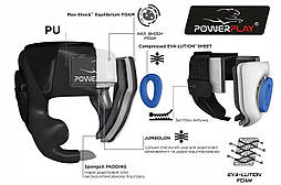 Боксерський шолом тренувальний PowerPlay 3100 PU Чорно-зелений XL, фото 6