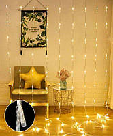Гірлянда водоспад лінза 8 мм 320 LED 3 м*1,5 м, теплий білий колір