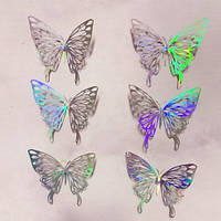 Декор метелики сріблясті перламутрові - 6шт. в наборі, фольга