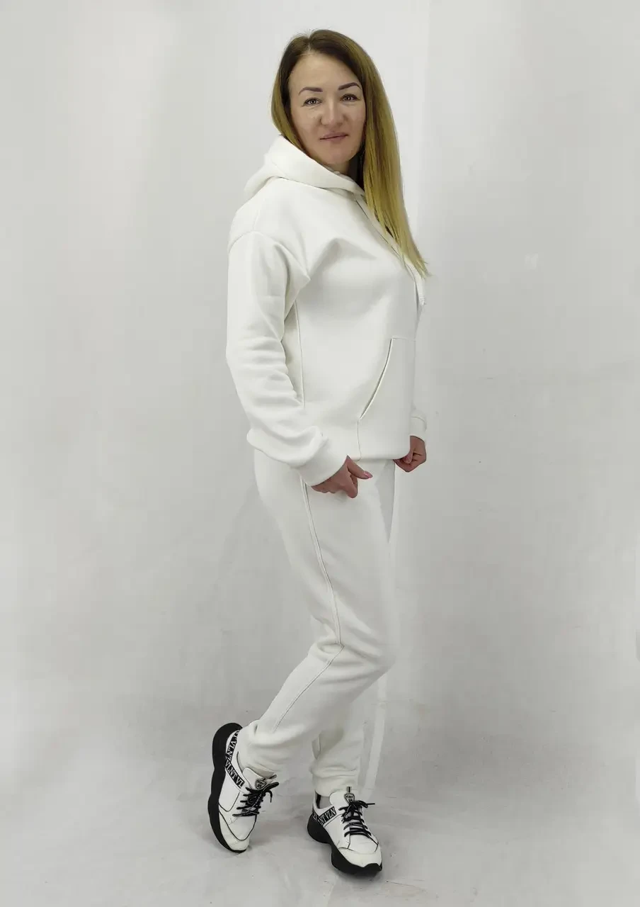 Жіночий теплий спортивний костюм тканина Пеньє колір  молоко S, M, L, XL, XXL, 3XL