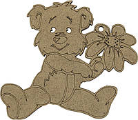 Ведмідь з квіткою 8х9см МДФ 3мм(5)