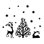 Новорічна наклейка Олені під ялинкою з набором сніжинок (вінілові декор вікон) матова маленький набір, фото 5